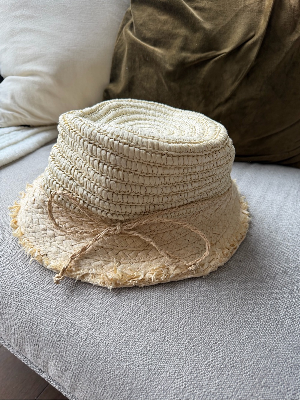 Topshop Natural Raffia Bucket Hat with Bow